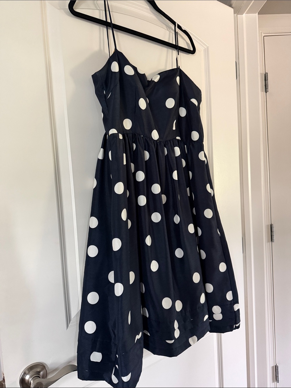 Eliza J Navy and White Polka Dot Midi Dress